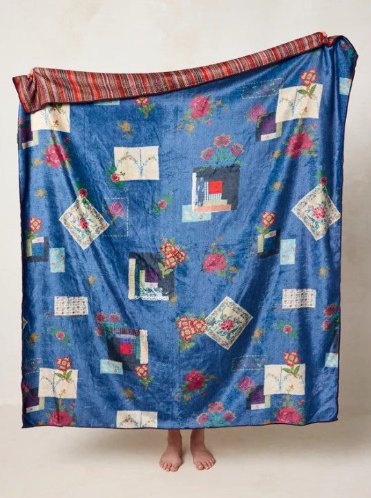Denim Patchwork Double-Sided Cozy Throw Blanket