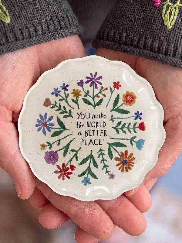 Scalloped Edge Trinket Dish - You Make The World Better