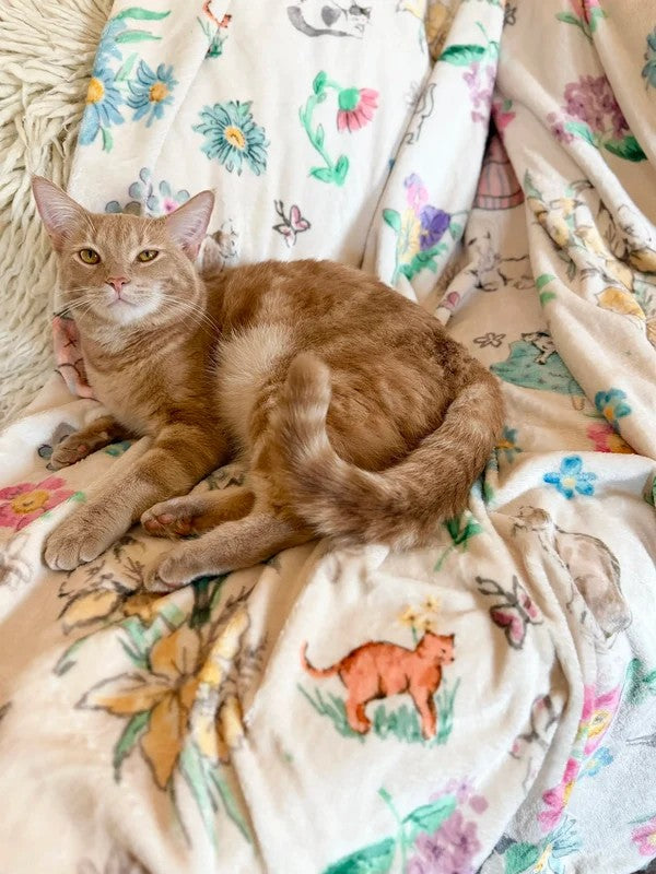 Kitty Doodles Double-Sided Cozy Throw Blanket