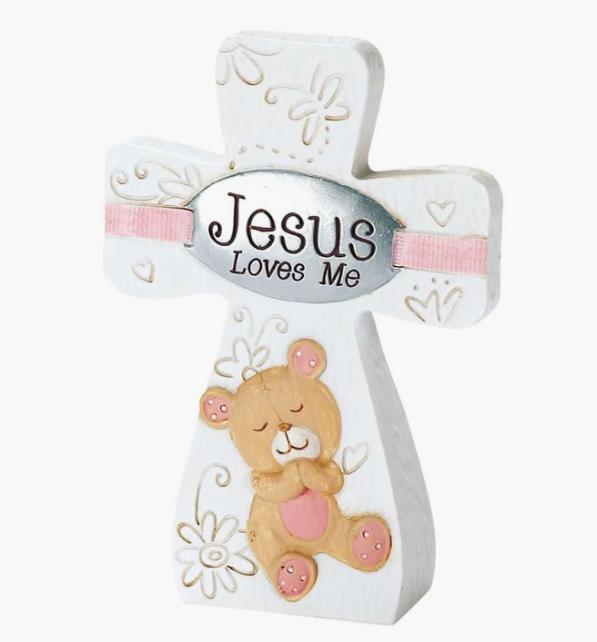 Pink Jesus Loves Me Cross