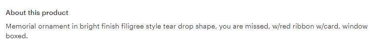 You Are Missed Teardrop Ornament