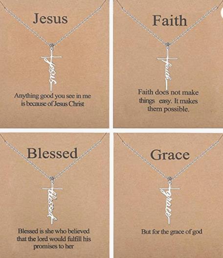 Script Word Cross Necklace