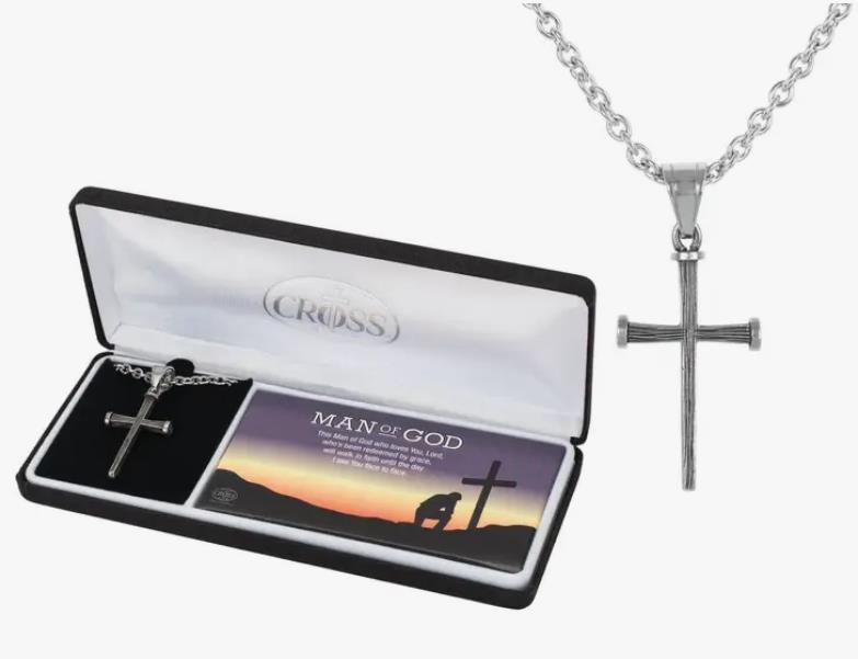 Man Of God Stainless Steel Nail Cross Necklace