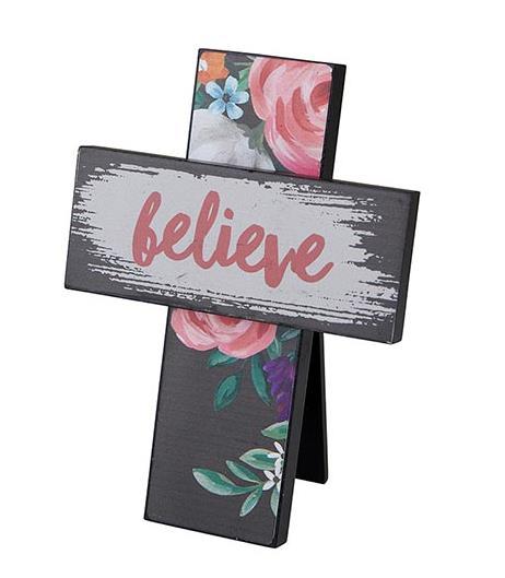 Believe Table Top Easel Cross