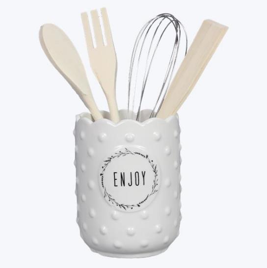 Enjoy Ceramic Dot Utensil Crock