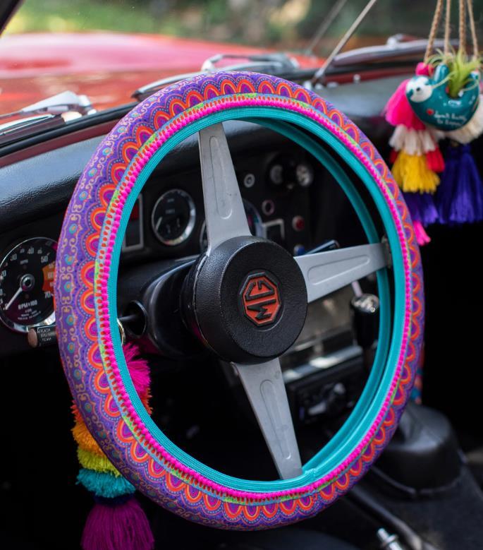 Steering Wheel Cover - Black Roses