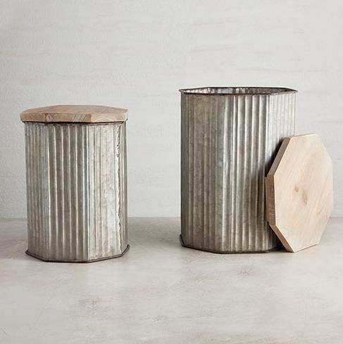 Galvanized Container w/ Lid - Small