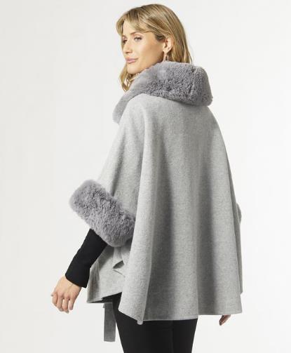Angell Faux Fur Poncho w/ Tie