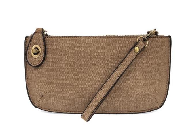 Cocoa Fauz Linen Crossbody Clutch