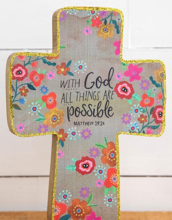Wood Glitter Cross