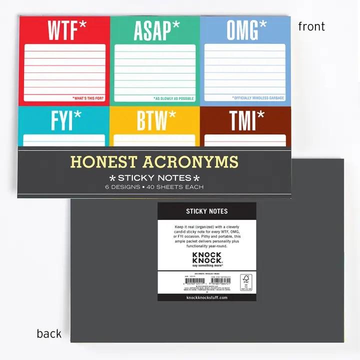 Honest Acronyms Sticky Notes