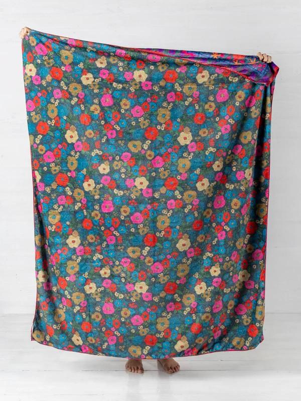 Pink Folk Flower Double-Sided Cozy Throw Blanket