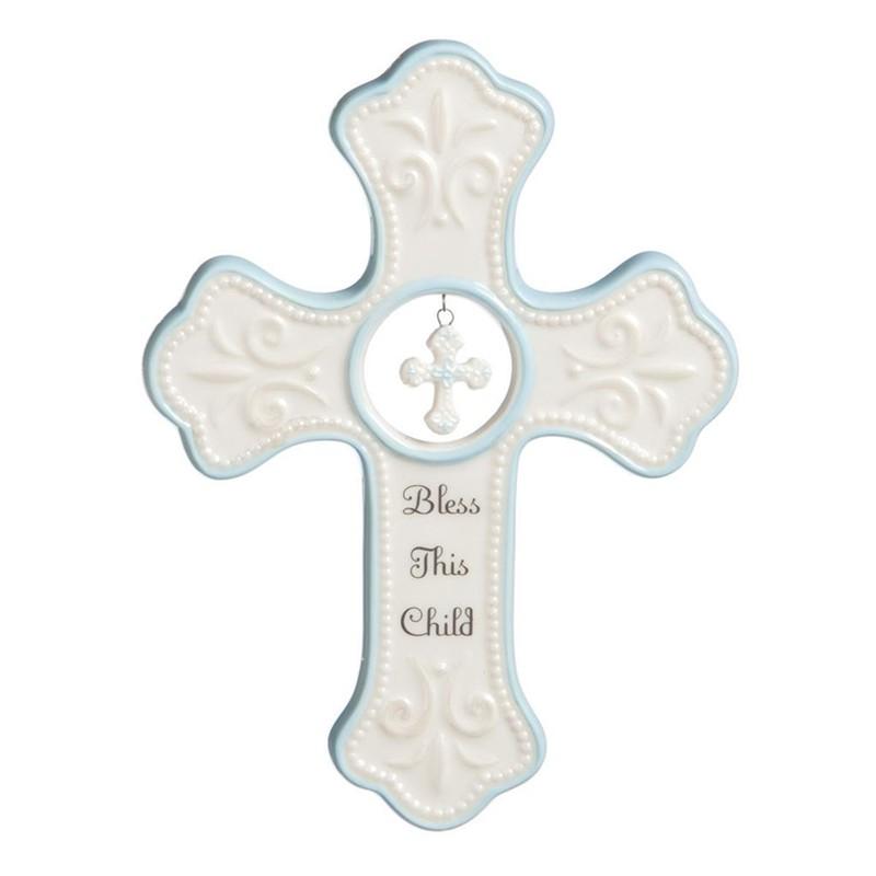 Blue Hanging Cross - 5.25x7in
