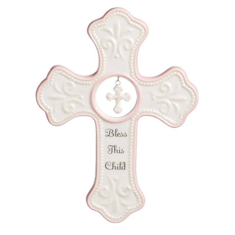 Pink Hanging Cross - 5.25x7in