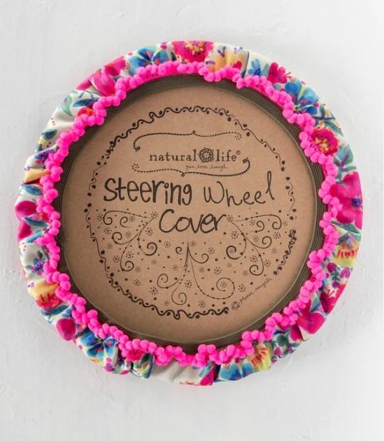 Steering Wheel Cover - Cream Floral