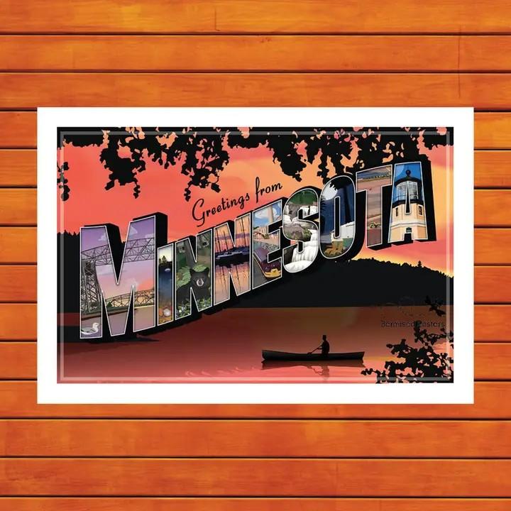 Greetings from Minnesota Retro Travel Poster Card