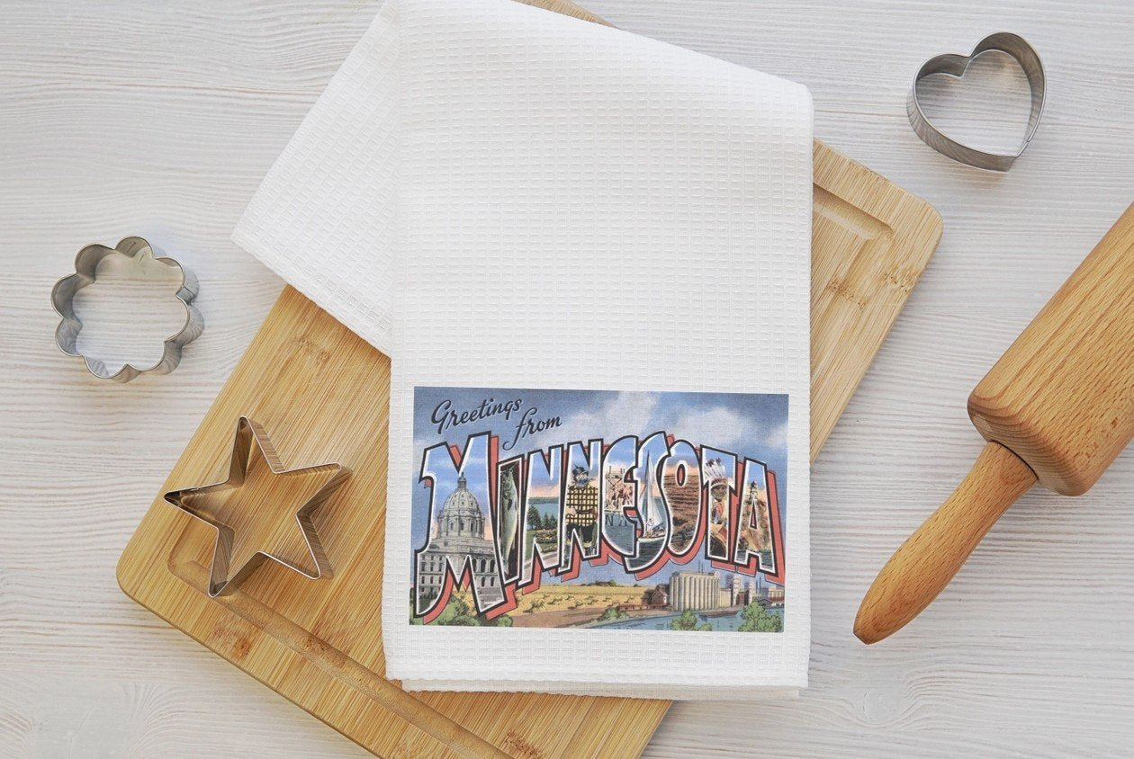 MN Psotcard waffle tea towel