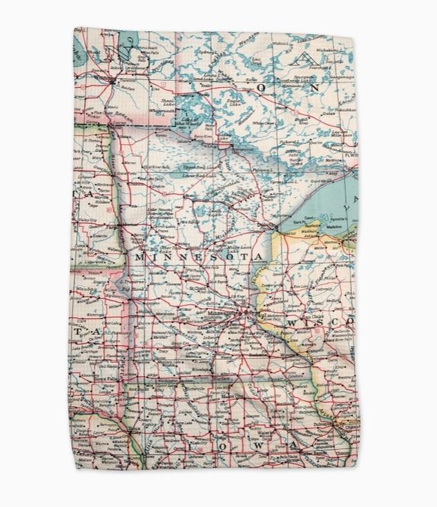 MN map waffle tea towel
