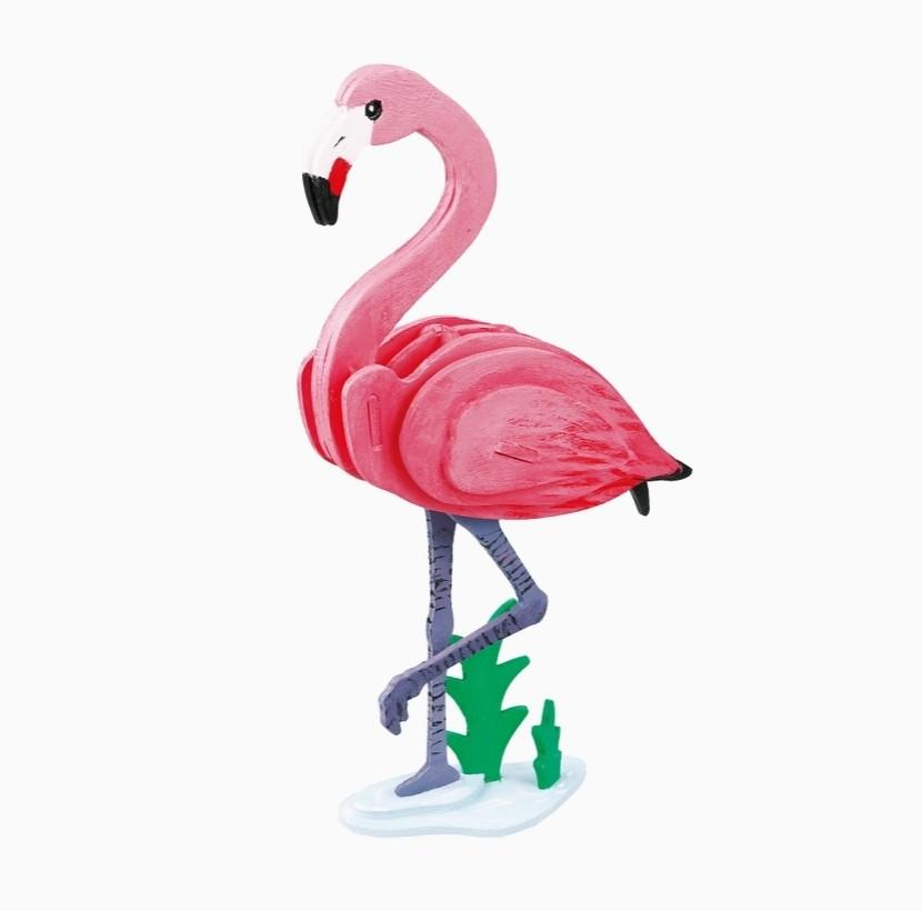3D Wooden Puzzle Paint Kit - Flamingo