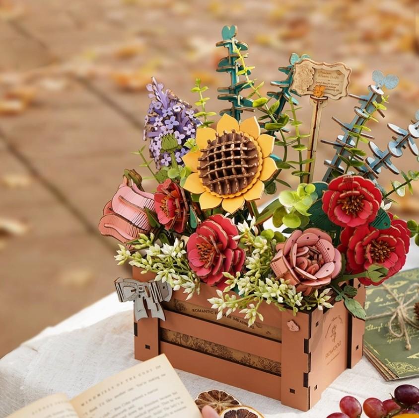 3D Wooden Flower Bloom Box