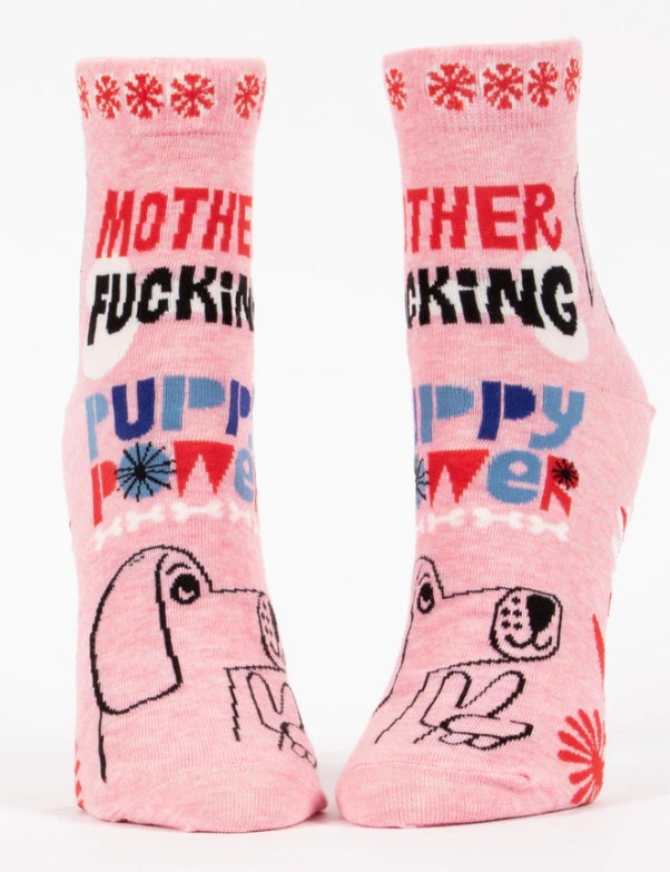 Mother F** Puppy Power Crew Ladies Socks