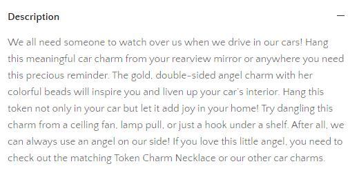 Beaded Token Angel Car Charm