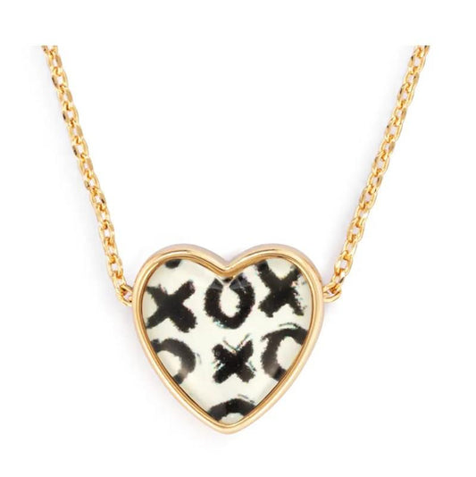 Art Heart Necklace - Hugs & Kisses