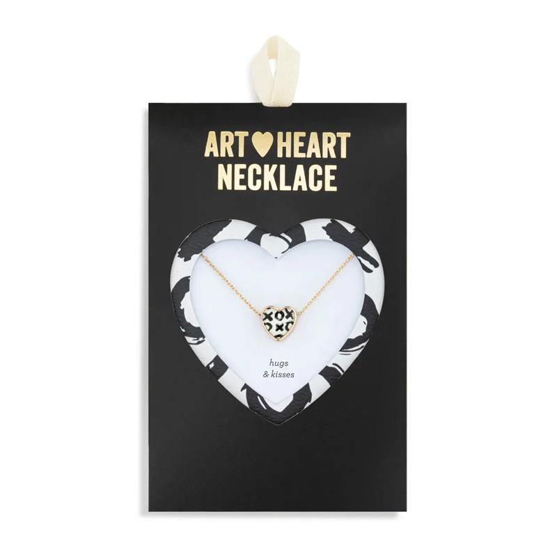 Art Heart Necklace - Hugs & Kisses