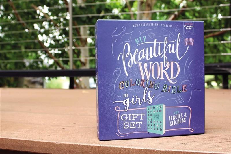 Beautiful Word Coloring Bible for Girls Pencil/Sticker Gift Set