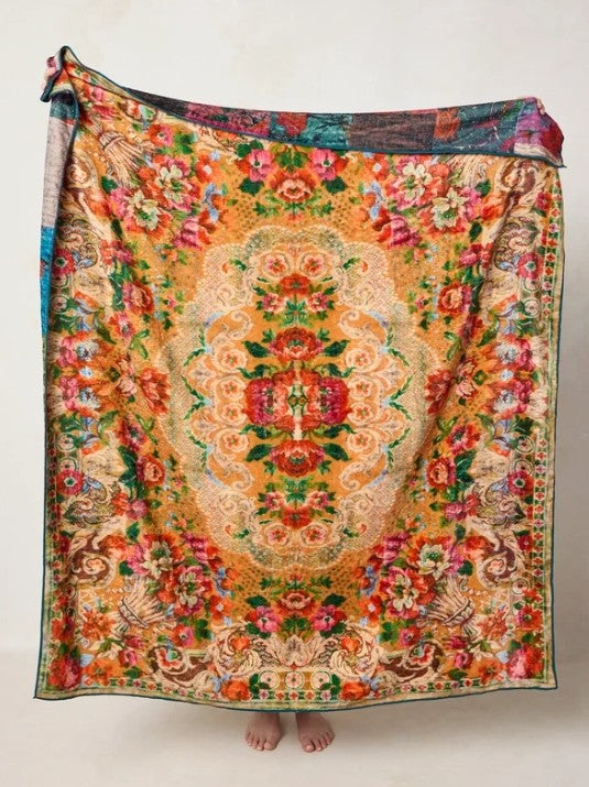 Golden Hour Tapestry Honey Double-Sided Cozy Throw Blanket