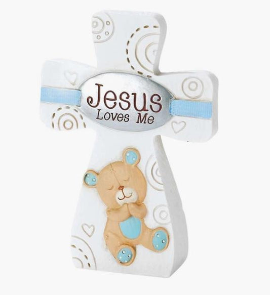 Blue Jesus Loves Me Cross