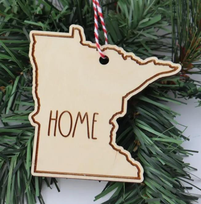 Minnesota Engraved Wood Ornament Home