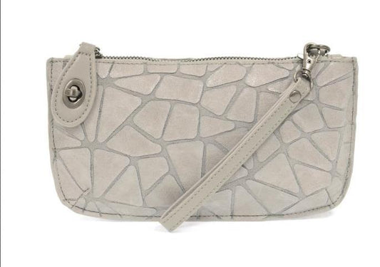 Grey Geo Crossbody Wristlet Clutch