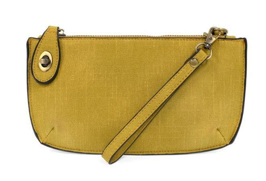 Chartreuse Faux Linen Crossbody Clutch