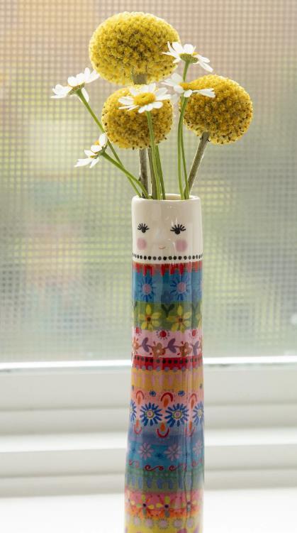 Folk Lady Vase