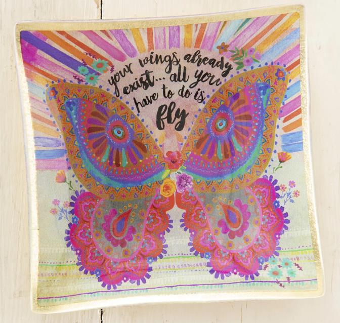 Wings Exist Glass Trinket Dish