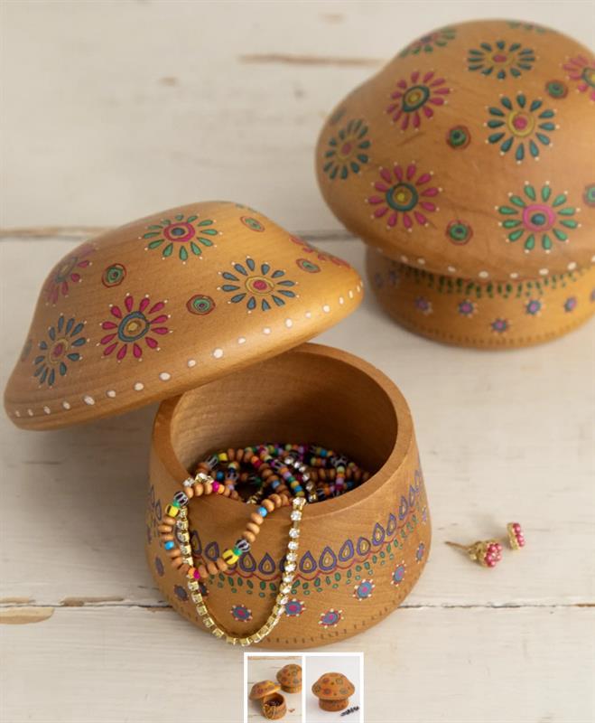 Wooden Mushroom Treasure Box