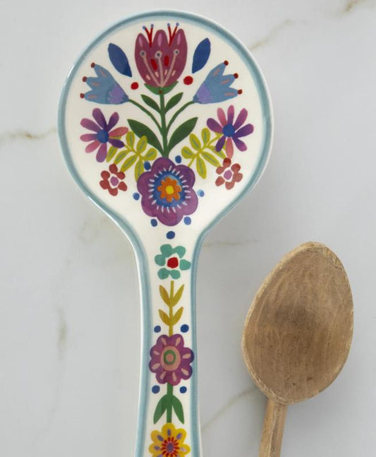 Cream Folk Flower Spoon Rest