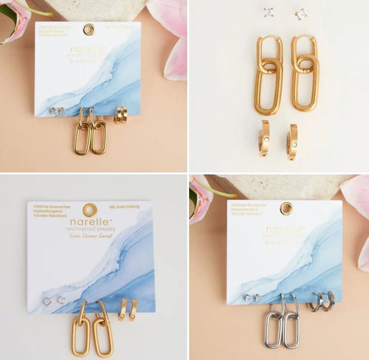 Double Linked Hoop Trio Earrings