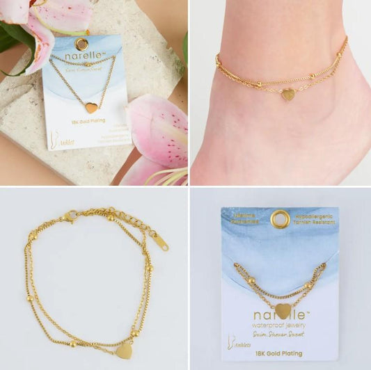 Dainty 2 Row Heart Anklet