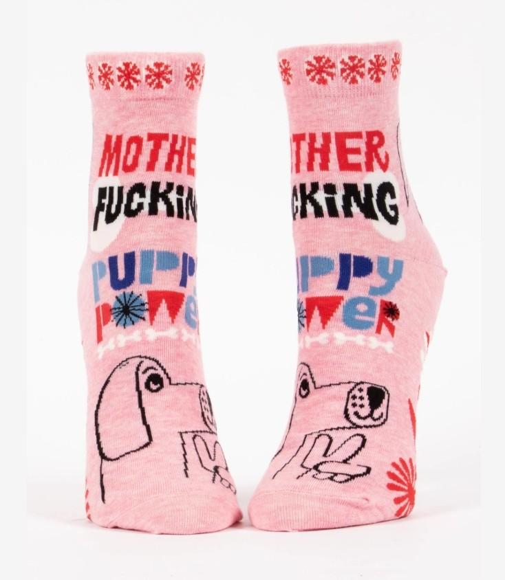 Mother F** Puppy Power Crew Ladies Socks