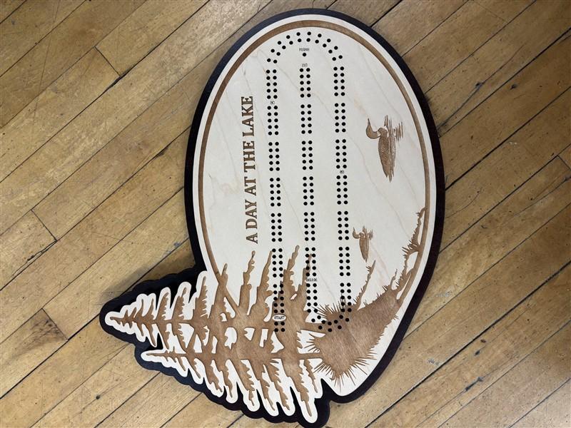 Loon Scene day at the Lake Cribbage board