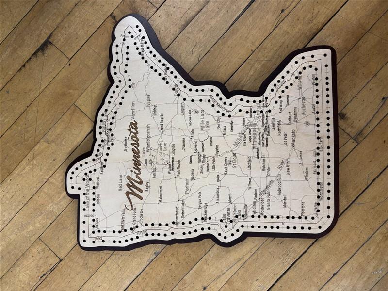 MN Map Cribbage Board