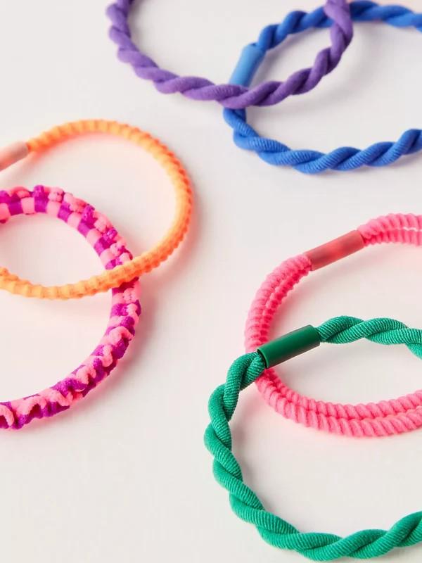 Rainbow Textured Hair Ties, Set of 10