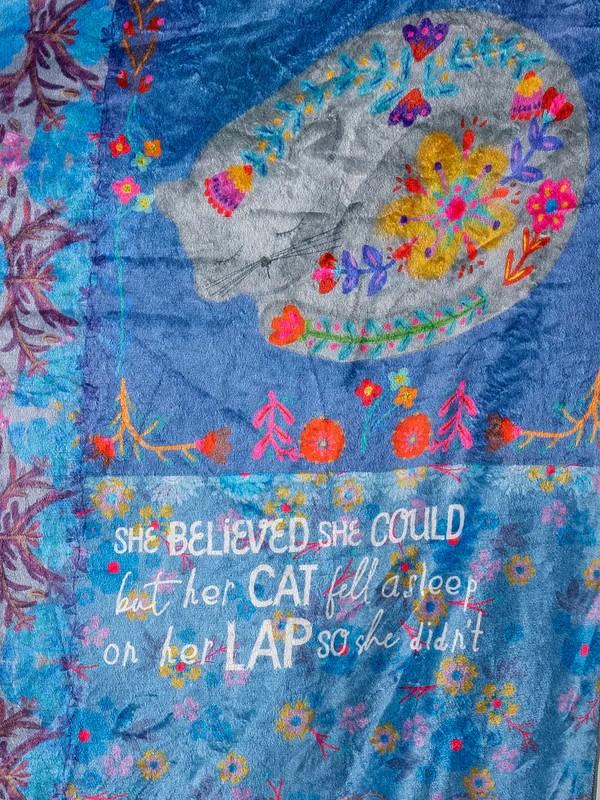 Teal Cat Double-Sided Cozy Throw Blanket