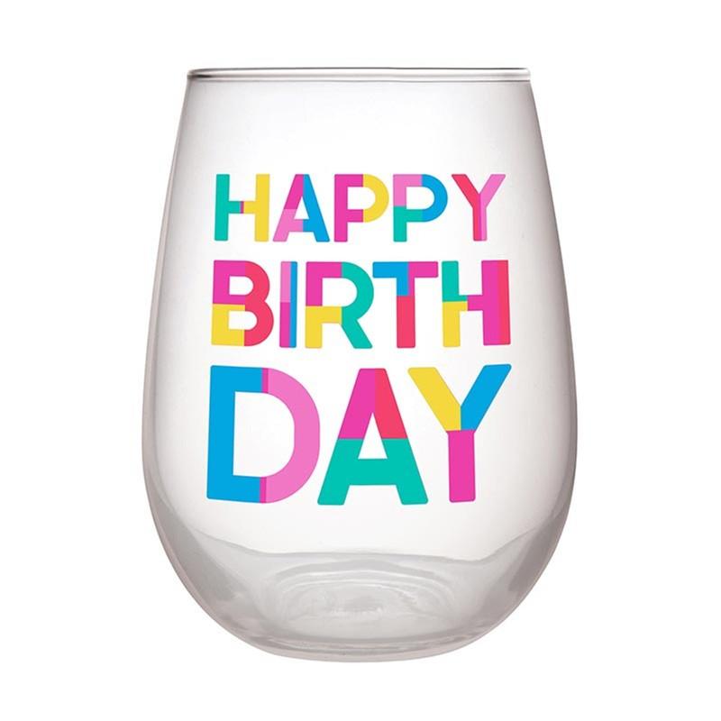 Wine Glass HBD Block Letter