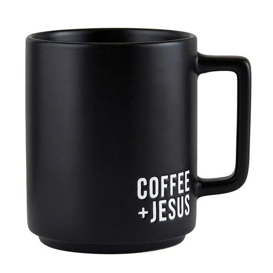 Coffee + Jesus Matte Black Mug