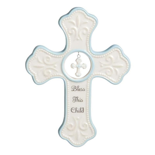 Blue Hanging Cross - 5.25x7in