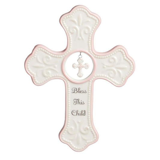 Pink Hanging Cross - 5.25x7in