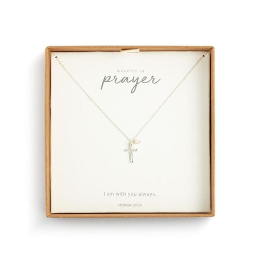 Dainty Cross Silver Necklace - 18in